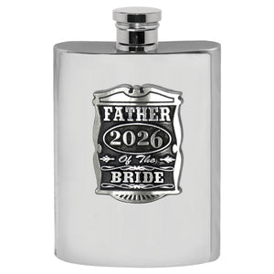 6oz Father Of The Bride Pewter Hip Flask - Perfect Wedding Party Gifts 2026
