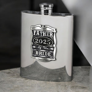 6oz Father Of The Bride Pewter Hip Flask - Perfect Wedding Party Gifts 2025