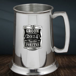 1 Pint Wedding Groom Pewter Beer Mug Tankard
