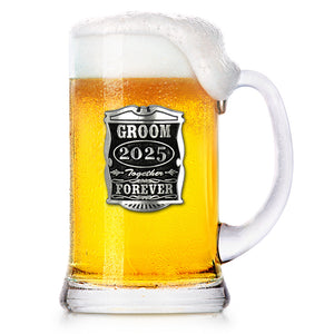 1 Pint Wedding Groom Glass Beer Mug Tankard