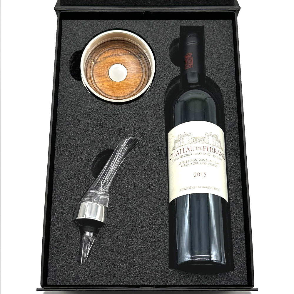 Luxury Wine Gift Set Includes Bottle, Aerator &amp; Pewter Wine Bottle Coaster