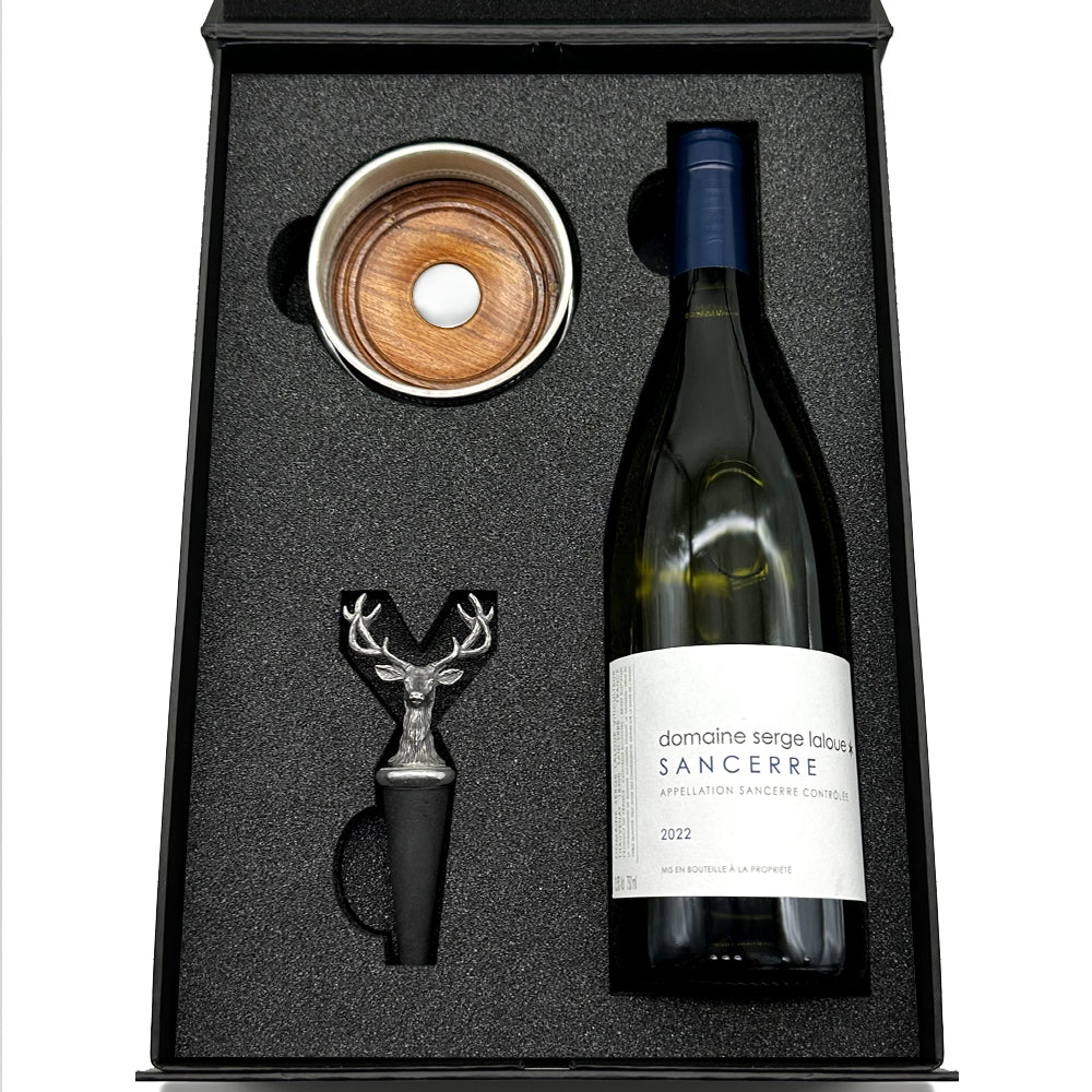 Luxury Wine Gift Set Includes Bottle, Bottle Stopper & Pewter Wine Bottle Coaster