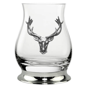 The Glencairn Whisky Mixer Glass with Pewter Base and Stag Head 350ml