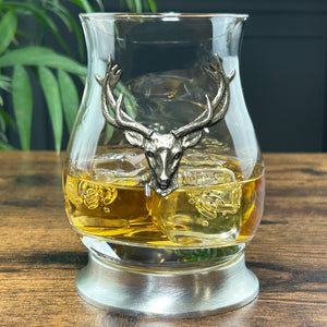 The Glencairn Whisky Mixer Glass with Pewter Base and Stag Head 350ml