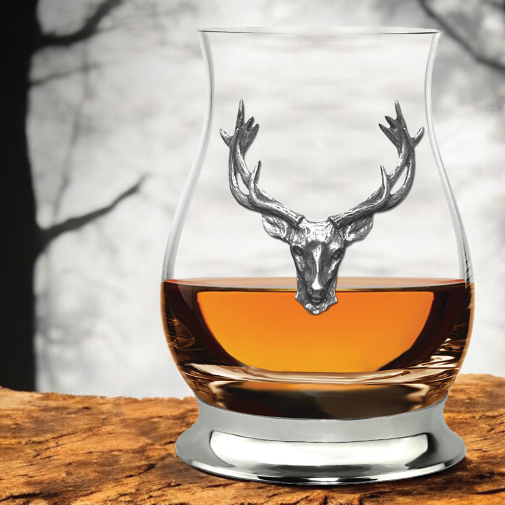 The Glencairn Whisky Mixer Glass with Pewter Base and Stag Head 350ml