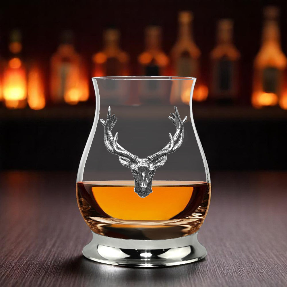 The Glencairn Whisky Mixer Glass with Pewter Base and Stag Head 350ml