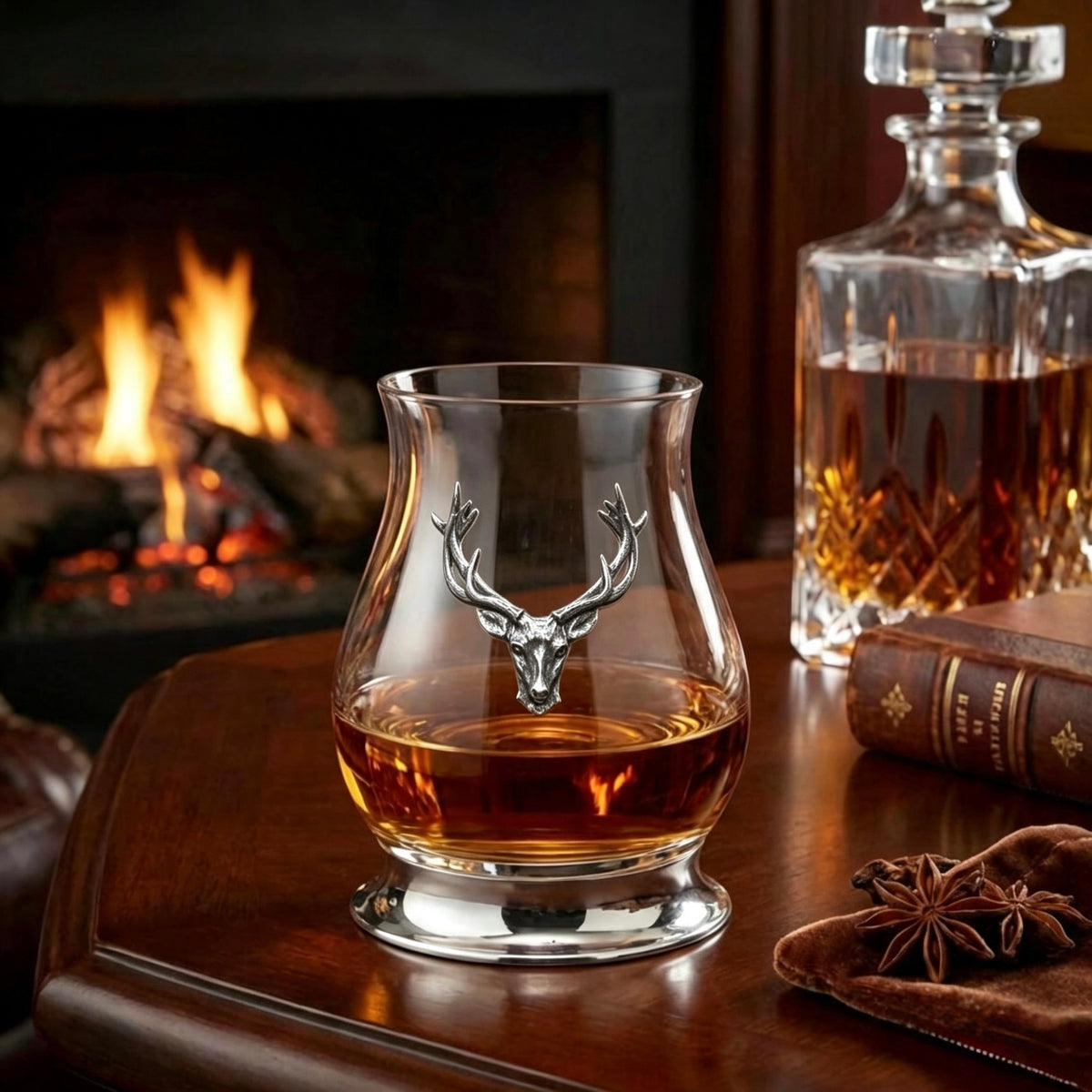 The Glencairn Whisky Mixer Glass with Pewter Base and Stag Head 350ml