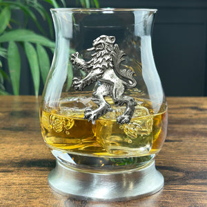The Glencairn Whisky Mixer Glass with Pewter Base and Rampant Lion 350ml