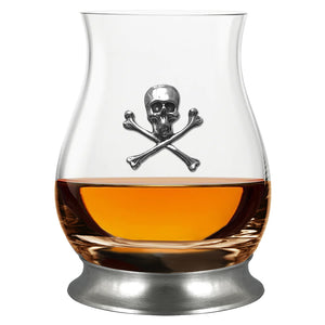 The Glencairn Whisky Mixer Glass with Pewter Base and Skull and Crossbones 350ml