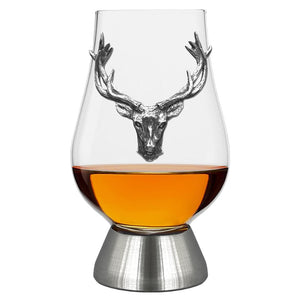 The Glencairn Whisky Glass With Pewter Base and Stag Head 200ml