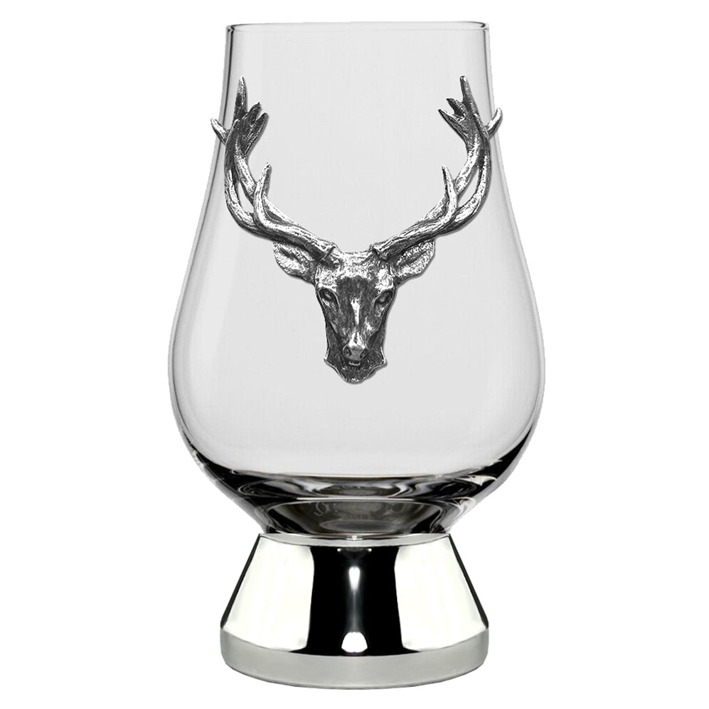 The Glencairn Whisky Glass With Pewter Base and Stag Head 200ml