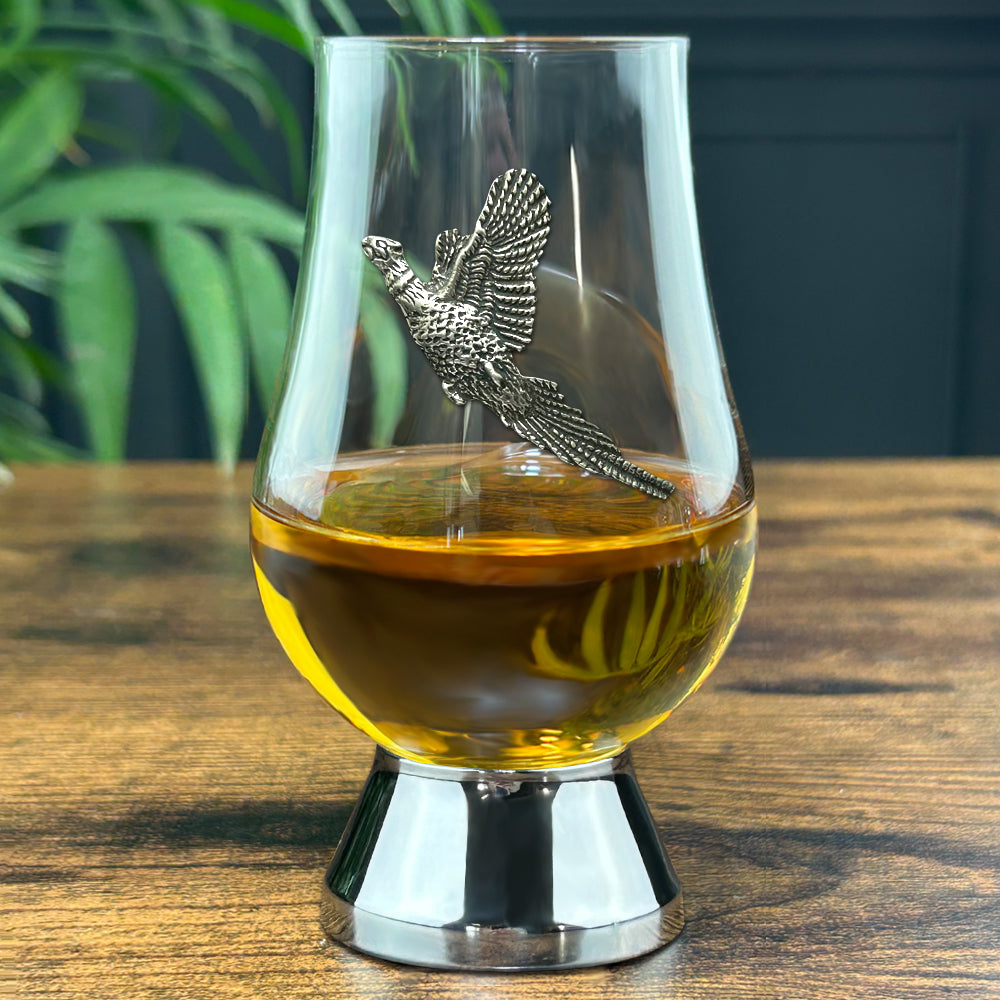 The Glencairn Whisky  Glass With Pewter Base and Pheasant 200ml