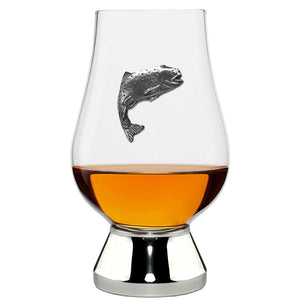 The Glencairn Whisky  Glass With Pewter Base and Trout 200ml