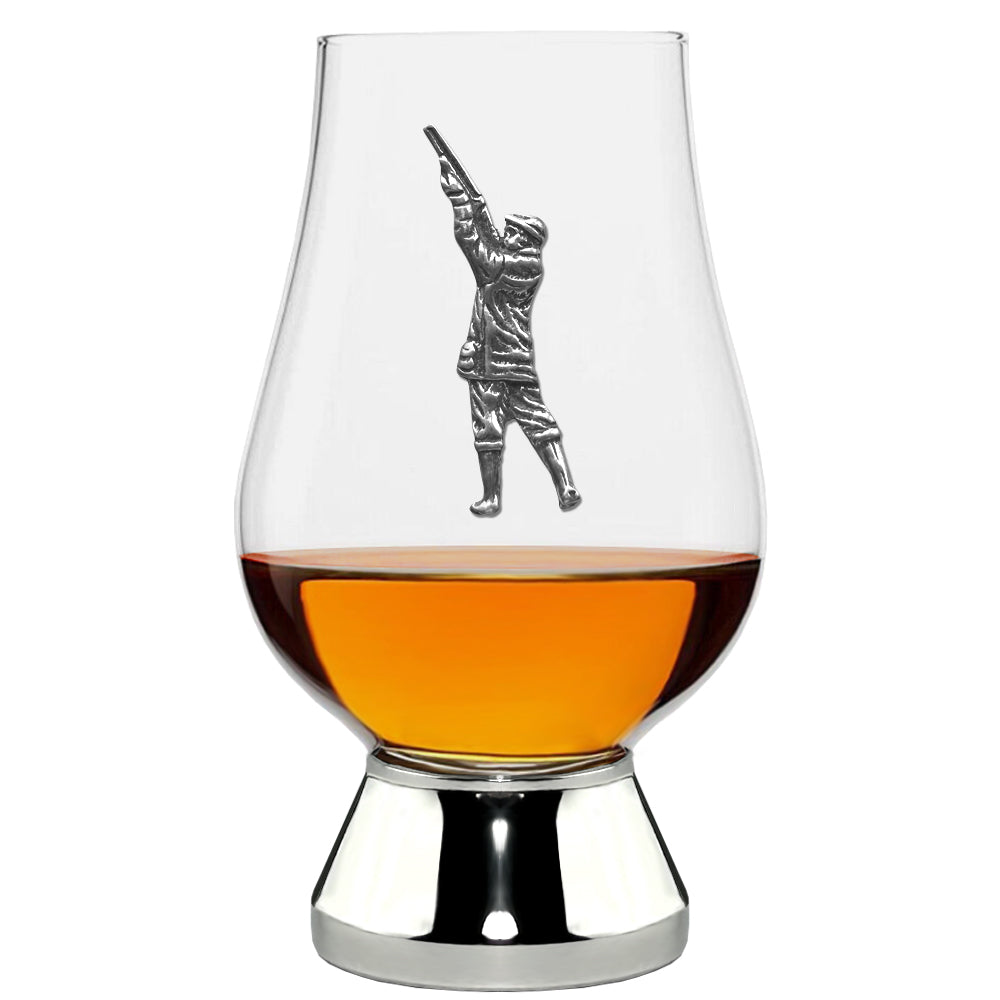 The Glencairn Whisky  Glass With Pewter Base and Shooting Badge 200ml