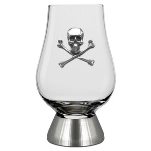 The Glencairn Whisky  Glass With Pewter Base and Skull and Crossbones 200ml