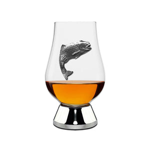 The Wee Glencairn Whisky Tasting Glass with Pewter Base and Trout 70ml