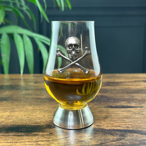 The Wee Glencairn Whisky Tasting Glass with Pewter Base and Skull & Cross Bones 70ml