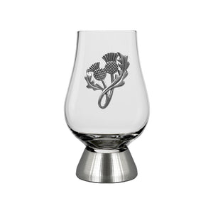 The Wee Glencairn Whisky Tasting Glass with Pewter Base and Thistle Badge 70ml