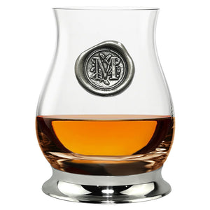 The Glencairn Whisky Mixer Glass with Pewter Monogram Initial 350ml