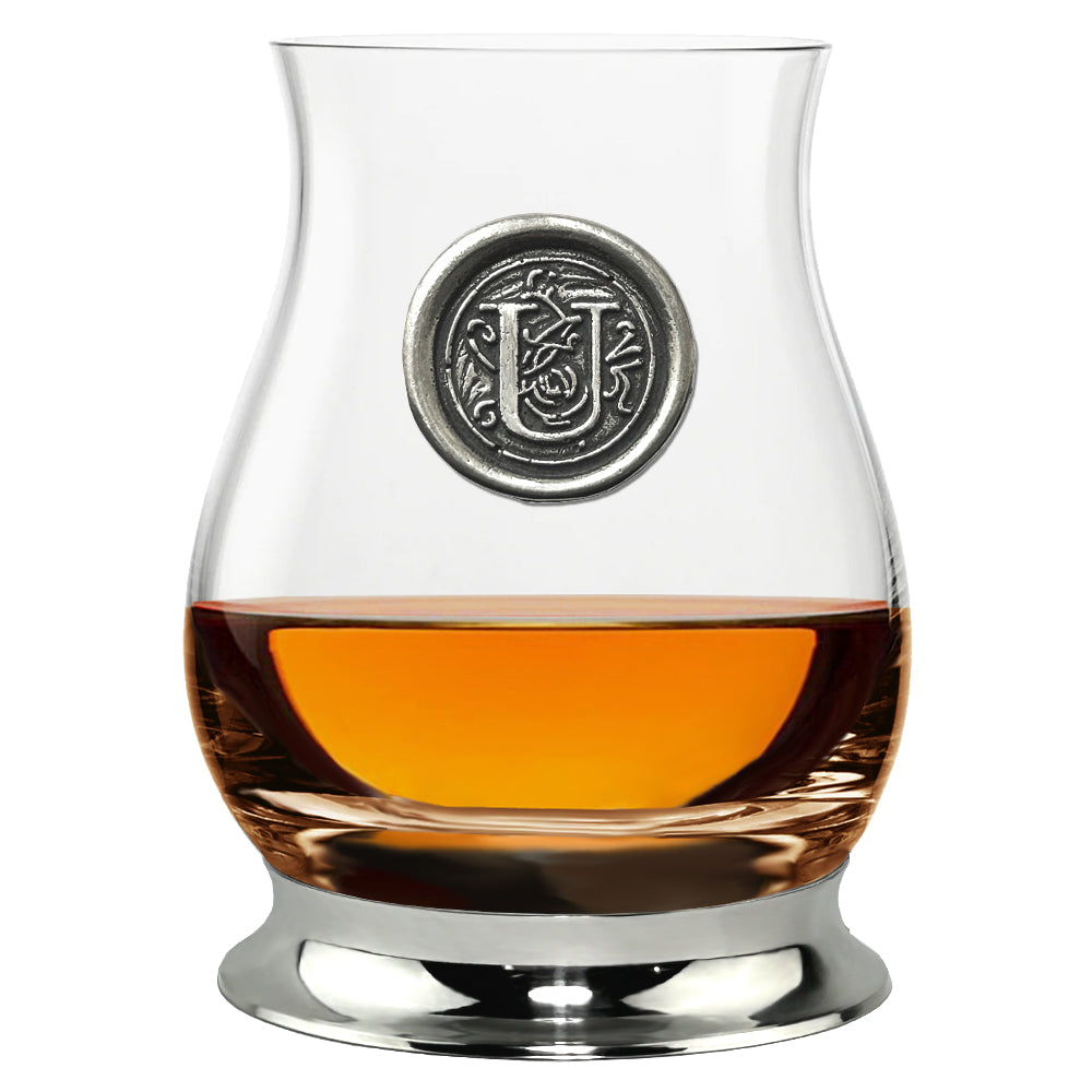 The Glencairn Whisky Mixer Glass with Pewter Monogram Initial 350ml