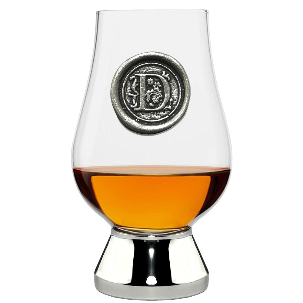 The Glencairn Whisky Glass with Pewter Monogram Initial 200ml