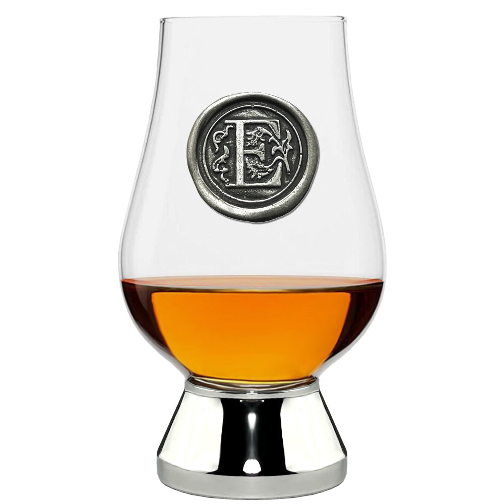 The Glencairn Whisky Glass with Pewter Monogram Initial 200ml