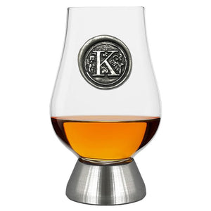 The Glencairn Whisky Glass with Pewter Monogram Initial 200ml