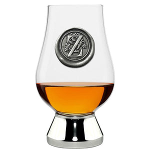 The Glencairn Whisky Glass with Pewter Monogram Initial 200ml