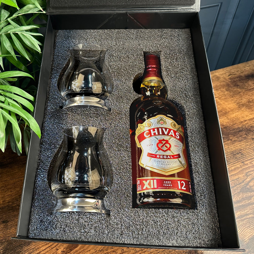 Luxury Whisky Gift Set Includes Bottle &amp; 2 Glencairn Mixer Glasses