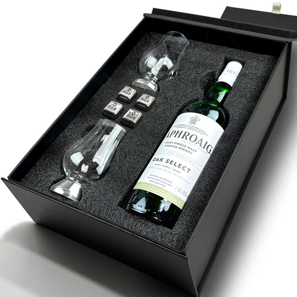 Luxury Whisky Gift Set Includes Bottle &amp; 2 Glencairn Whisky Glasses &amp; Whisky Stones Set
