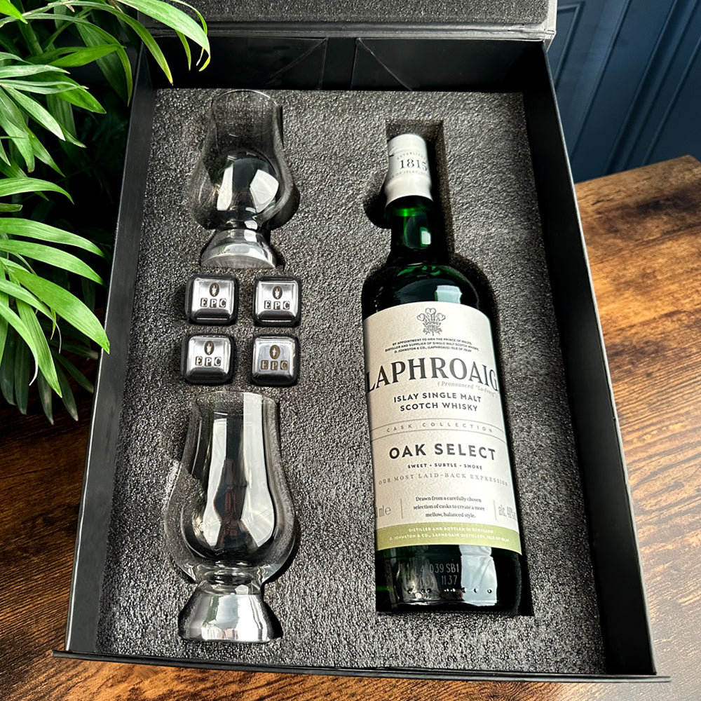 Luxury Whisky Gift Set Includes Bottle &amp; 2 Glencairn Whisky Glasses &amp; Whisky Stones Set