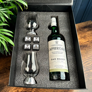 Luxury Whisky Gift Set Includes Bottle & 2 Glencairn Whisky Glasses & Whisky Stones Set