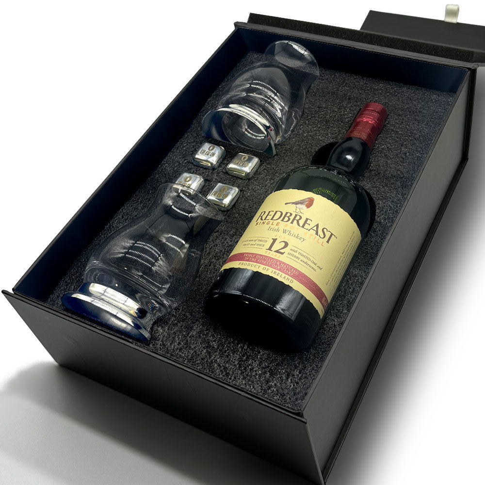 Luxury Whisky Gift Set Includes Bottle &amp; 2 Glencairn Mixer Glasses &amp; Whisky Stones Set