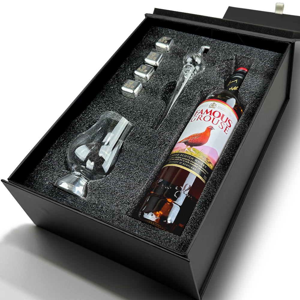 Luxury Whisky Gift Set Includes Bottle, Glencairn Glass, Whisky Stones and Pipette
