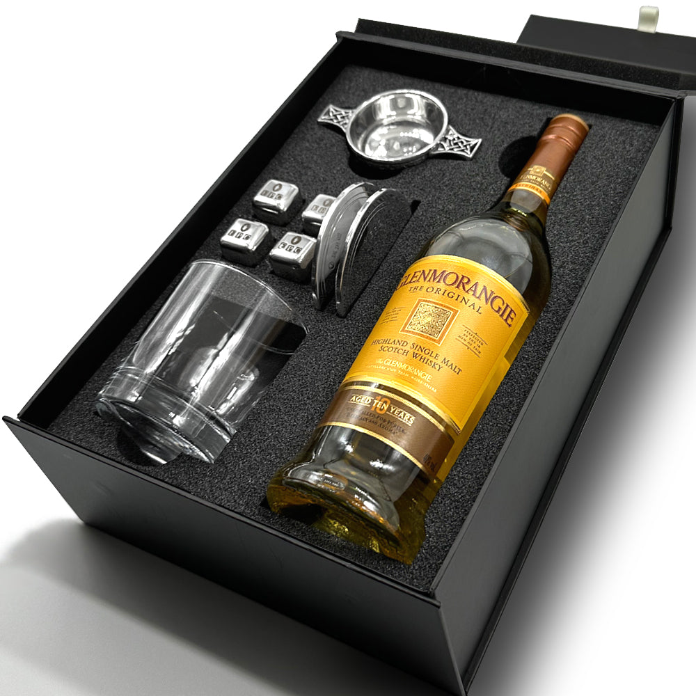 Whisky Double Set 5- 1x 11oz Whisky Glass, Whisky Stones &amp; 2x Pewter Coasters and Pewter Quaich Bowl