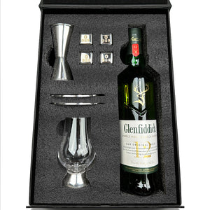 Luxury Whisky Gift Set Includes Bottle, Glencairn Glass, Pewter Coasters , Spirit Measure & Set Of Whisky Stones