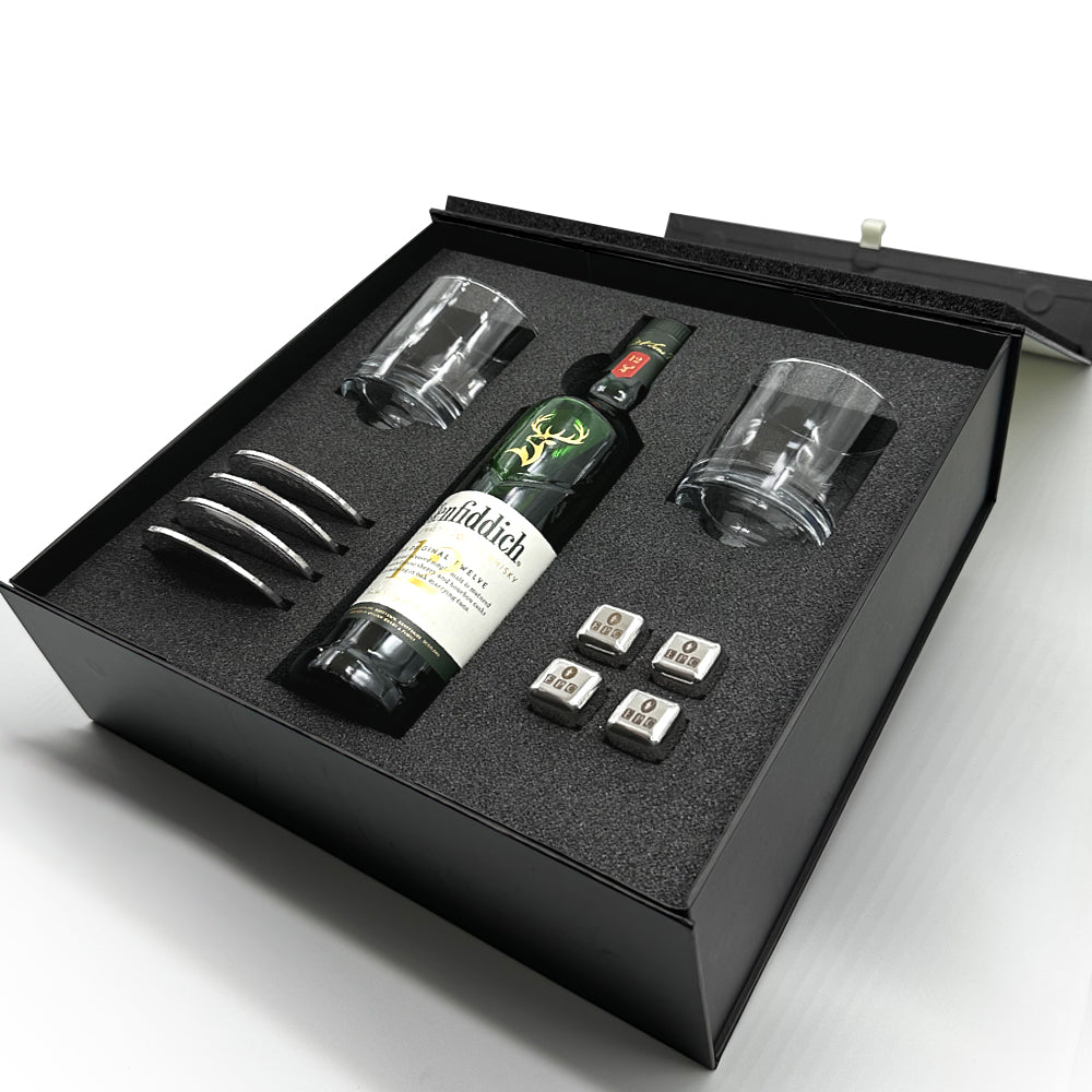 Luxury Whisky Gift Set Includes Bottle, 2 Whisky 11oz Tumblers, 4 Pewter Coasters &amp; Set Of Whisky Stones