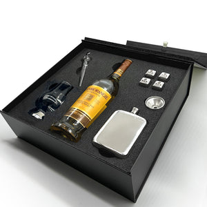 Luxury Whisky Gift Set Includes Bottle with Glencairn Glass, Whiskey pipette and Pewter Hip Flask