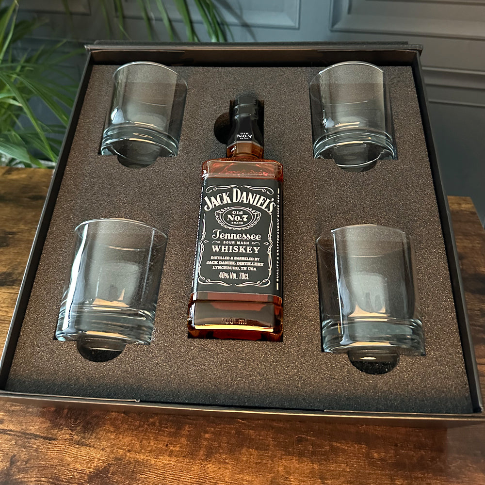 Luxury Whisky Gift Set Includes Bottle & 4 Whisky 11oz Tumblers