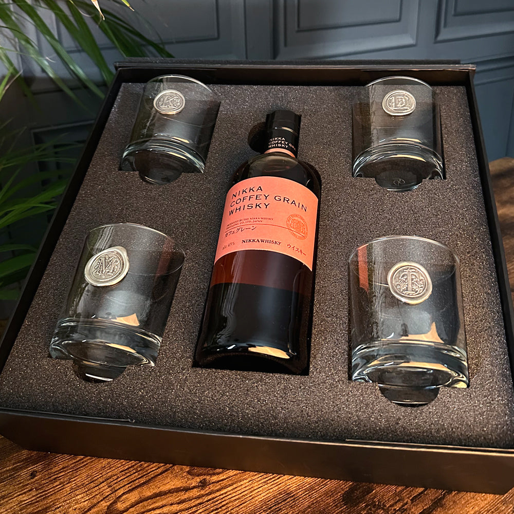 Luxury Whisky Gift Set Includes Bottle &amp; 4 Personalised 11oz Whisky Tumblers