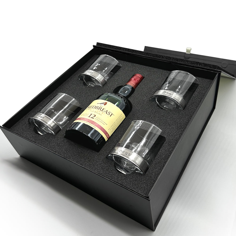 Luxury Whisky Gift Set Includes Bottle &amp; 4 Vouge 11oz Whisky Tumblers