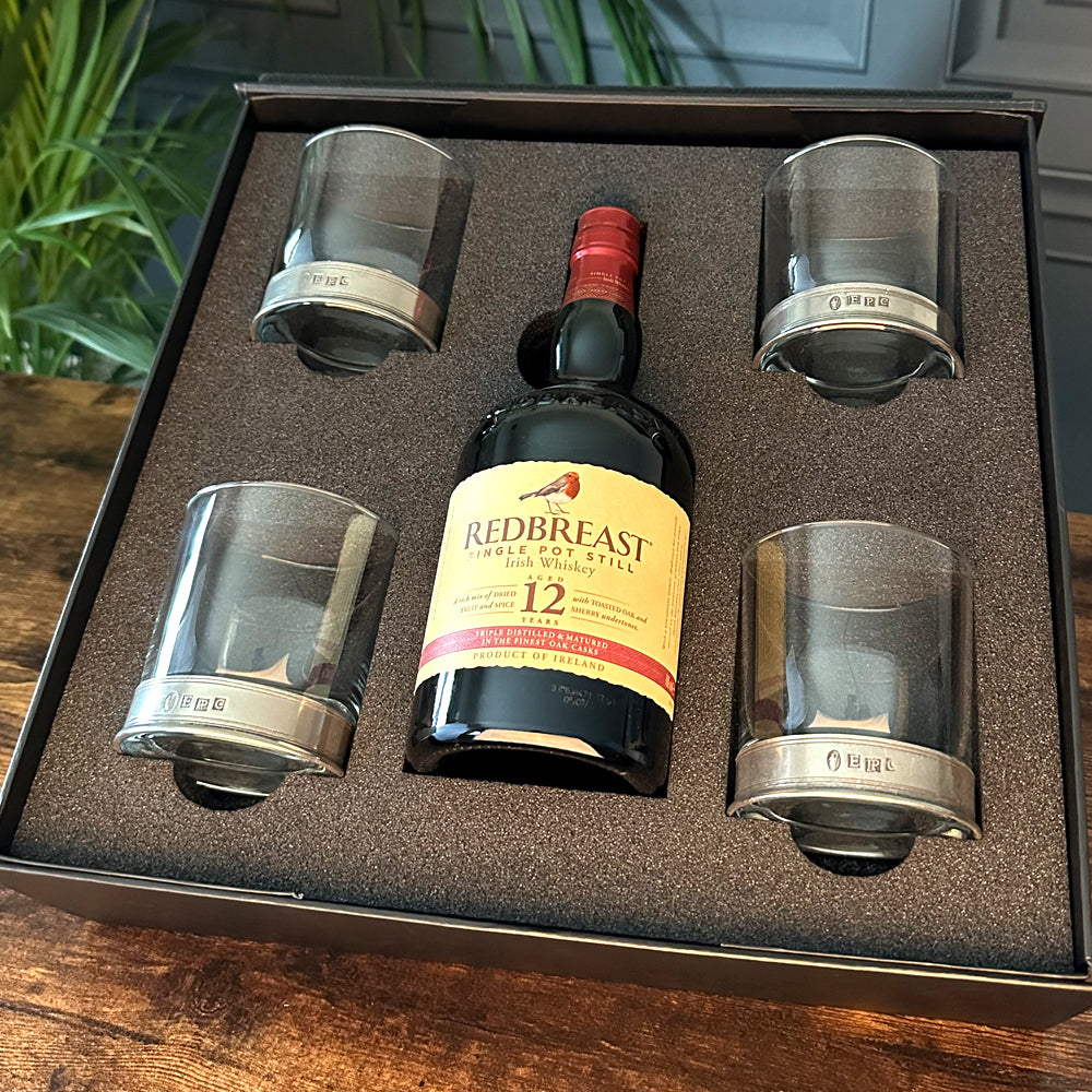 Luxury Whisky Gift Set Includes Bottle &amp; 4 Vouge 11oz Whisky Tumblers