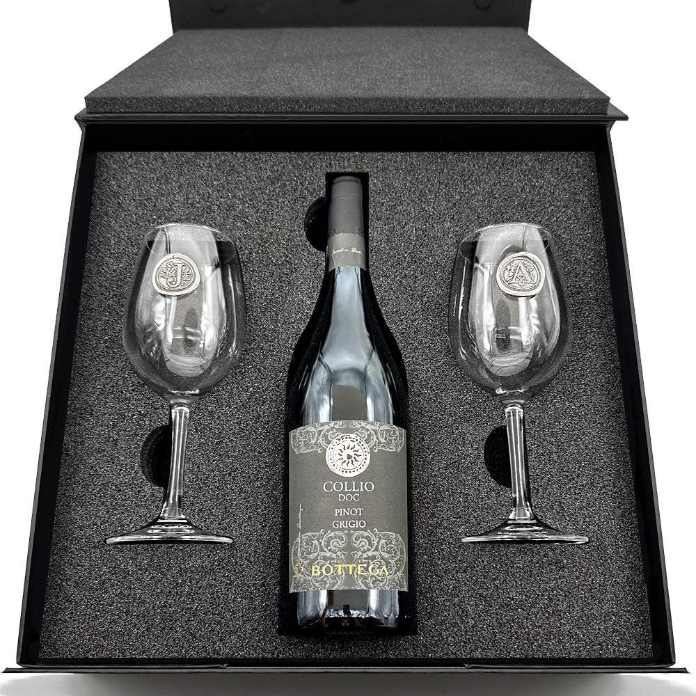Luxury Wine Gift Set Includes Bottle &amp; 2 Personalised Wine Glasses