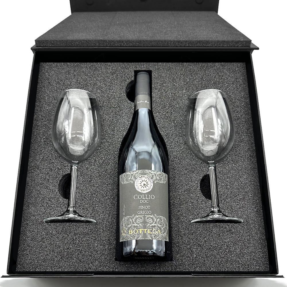 Luxury Wine Gift Set Includes Bottle &amp; 2 Wine Glasses