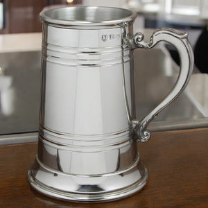 1 Pint* Extra Heavy Pewter Beer Mug Tankard with Vintage Handle