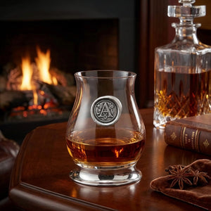 The Glencairn Whisky Mixer Glass with Pewter Monogram Initial 350ml