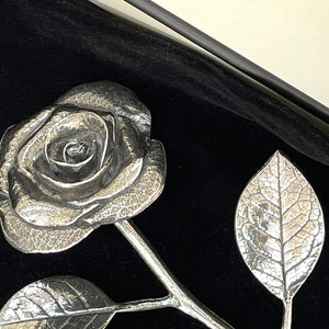 25ème Anniversaire de mariage en argent - Rose éternelle avec un cœur en cristal Swarovski - Cadeau souvenir