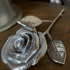 25ème Anniversaire de mariage en argent - Rose éternelle avec un cœur en cristal Swarovski - Cadeau souvenir