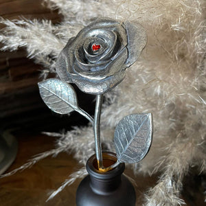 40ème Anniversaire de mariage Rubis Everlasting Forever Rose en étain avec un cœur en cristal Swarovski Cadeau de souvenir