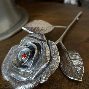 40° Anniversario di matrimonio rubino eterno per sempre Pewter Rose con cristallo Swarovski Cuore regalo Keepsake